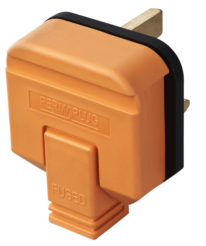 英國Masterplug - [2件裝] Permaplug 重型英式三腳插頭13A保險絲 橙/黑2色可選 HDPT13O HDPT13B