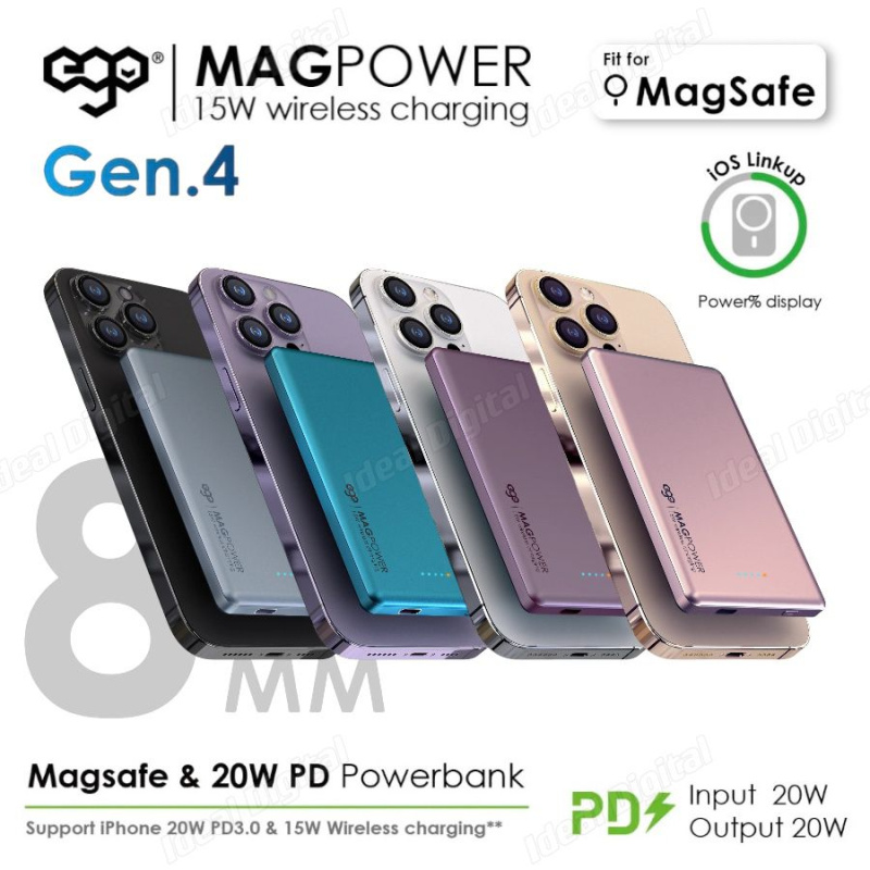 EGO MAGPOWER Gen.4 6000mAh magsafe 移動電源 [4色]