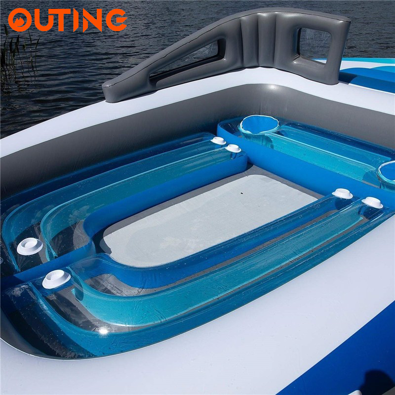 水上充氣6人船 便攜漂浮船 夏季派對海灣漂浮休閒床 (適合游泳池、海灘、湖泊)