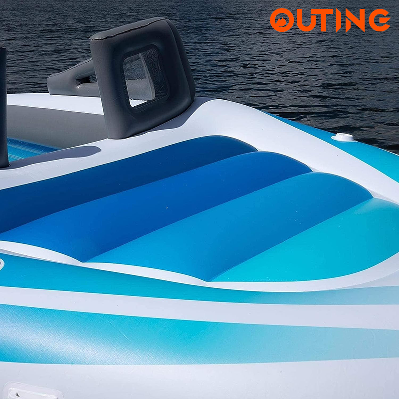 水上充氣6人船 便攜漂浮船 夏季派對海灣漂浮休閒床 (適合游泳池、海灘、湖泊)