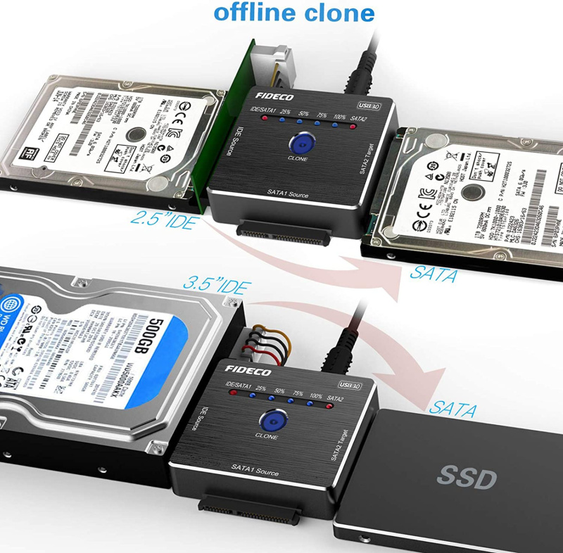 Fideco USB3.0 to IDE / SATA HDD & SSD Adapter with cable and power supply S3G-PL06