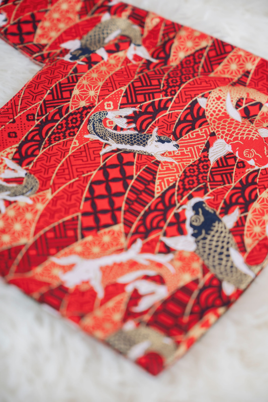 《自家製系列》日系鮮紅色印花迷你特色手撓包 MADE IN HONG KONG