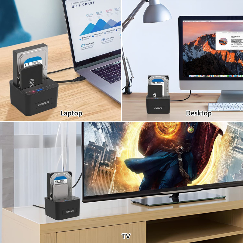 Fideco USB3.0 to SATA HDD x2 / SSD Dual-Bay Docking YPZ04-S2