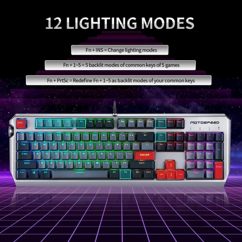 Motospeed RGB Mechanical Programmable Gaming Keyboard 電競自定義遊戲機械鍵盤 CK80