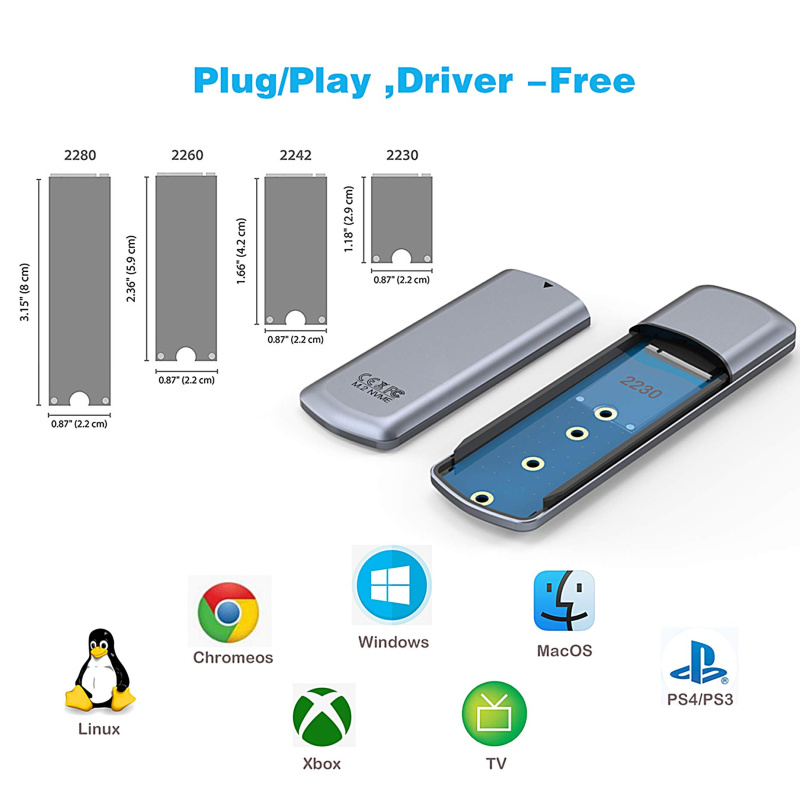 Fideco USB3.1 Gen2 Type-C / USB3.0 M.2 NVME Enclosure M204CP