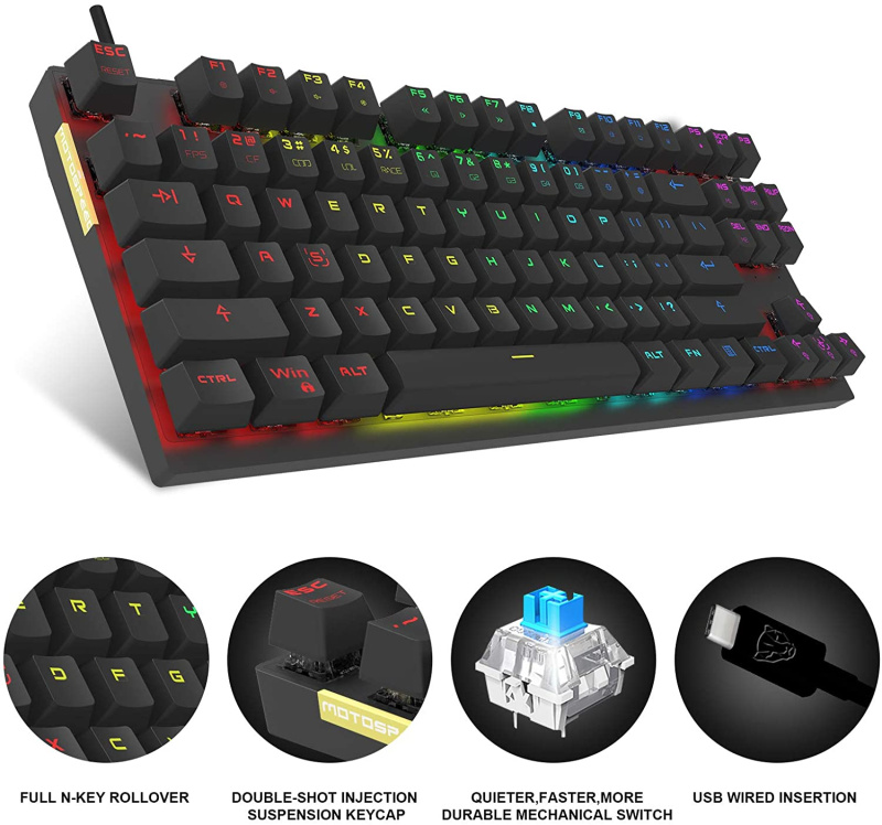 Motospeed RGB Mechanical Programmable Gaming Keyboard 電競自定義遊戲機械鍵盤 CK82