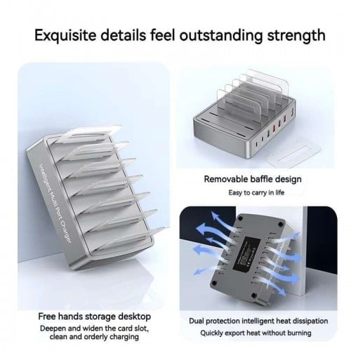 6 USB Ports Smart Charger QC 3.0 - Intelligent Multi Port Charging Station