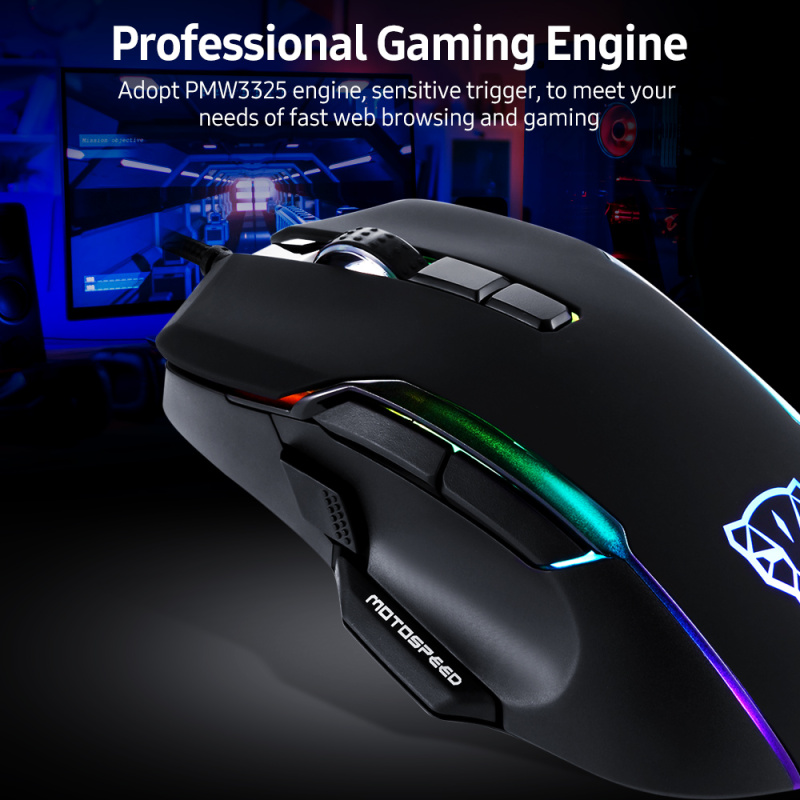 Motospeed Programmable RGB Gaming Mouse V90 電競自定義遊戲滑鼠