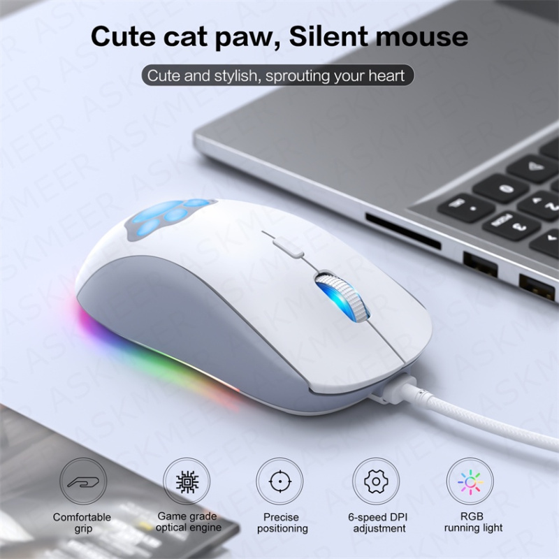 Onikuma Programmable RGB Gaming Mouse Cute Cat's Paw CW918