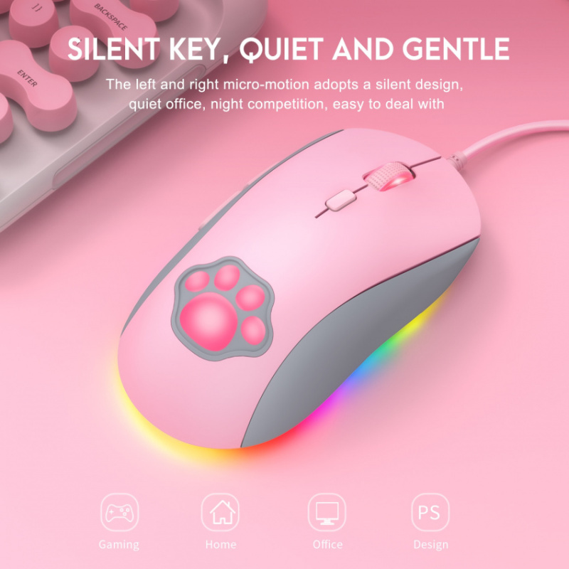 Onikuma Programmable RGB Gaming Mouse Cute Cat's Paw CW918