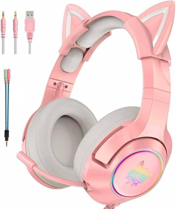 Onikuma RGB Gaming Headset with mic 頭戴式電競耳機 貓耳朵(可拆卸) K9