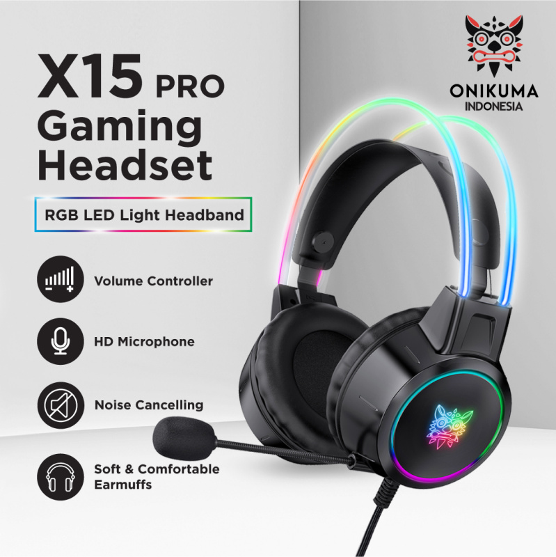 Onikuma RGB Gaming Headset with mic 頭戴式電競耳機 貓耳朵(可拆卸) X15 Pro