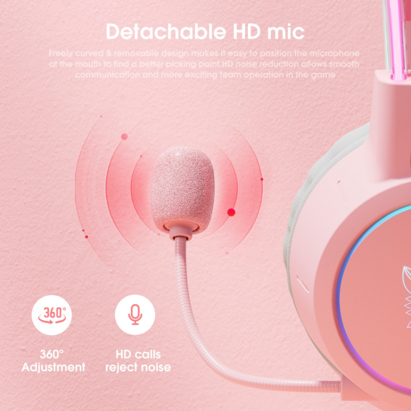 Onikuma RGB Gaming Headset with mic 頭戴式電競耳機 貓耳朵(可拆卸) X15 Pro