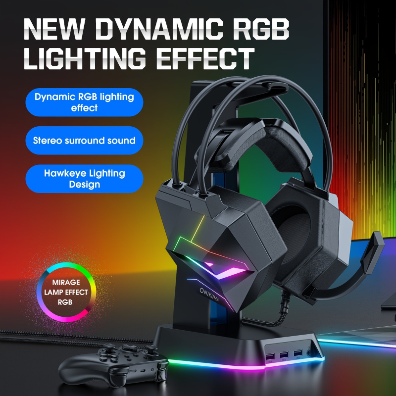 Onikuma RGB Gaming Headset with mic 頭戴式電競耳機 X20