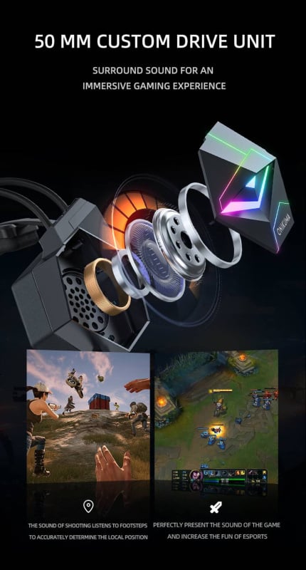 Onikuma RGB Gaming Headset with mic 頭戴式電競耳機 X20