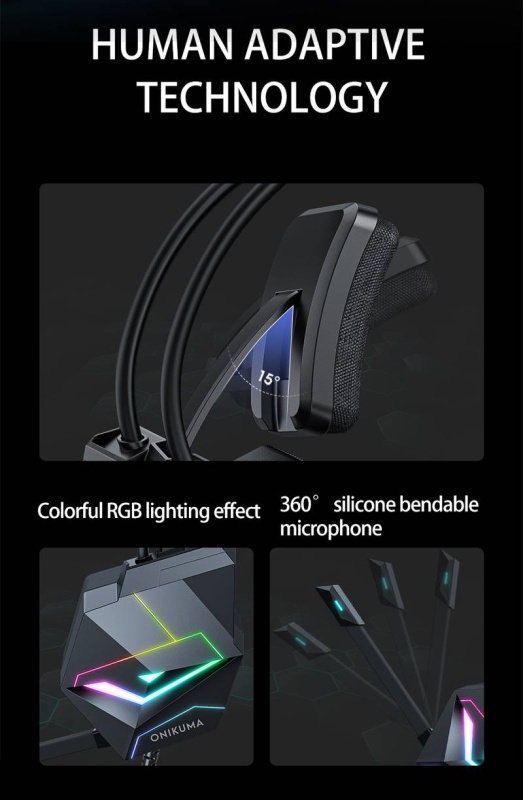 Onikuma RGB Gaming Headset with mic 頭戴式電競耳機 X20