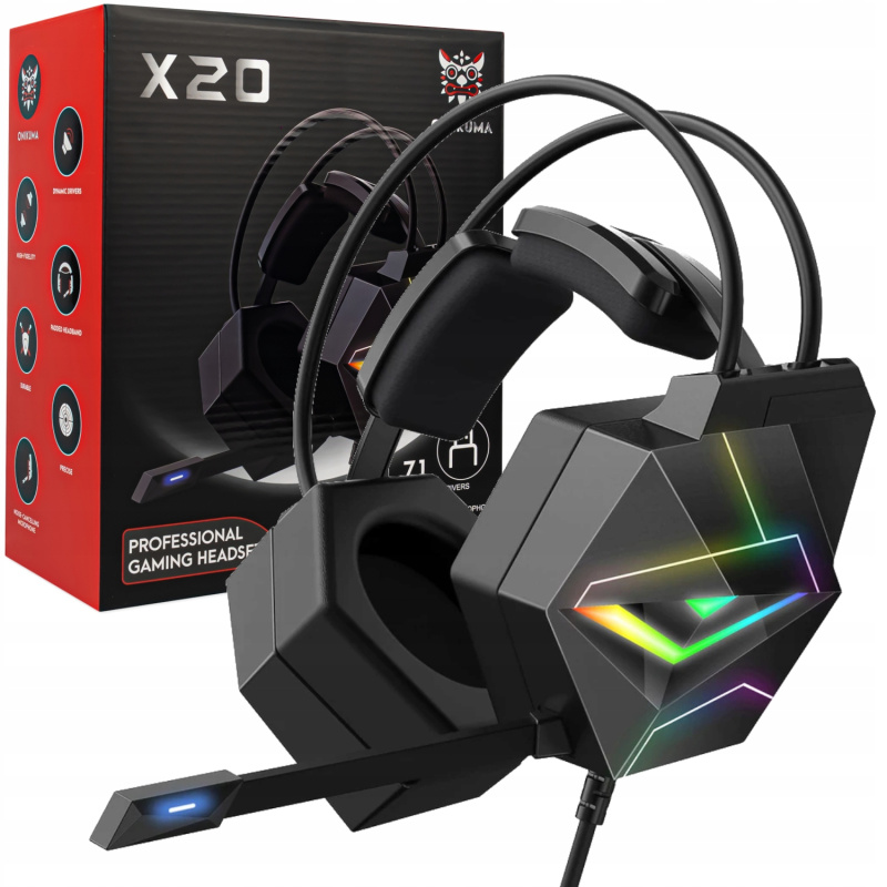 Onikuma 7.1Surround Sound RGB Gaming Headset with mic 頭戴式電競耳機 X20