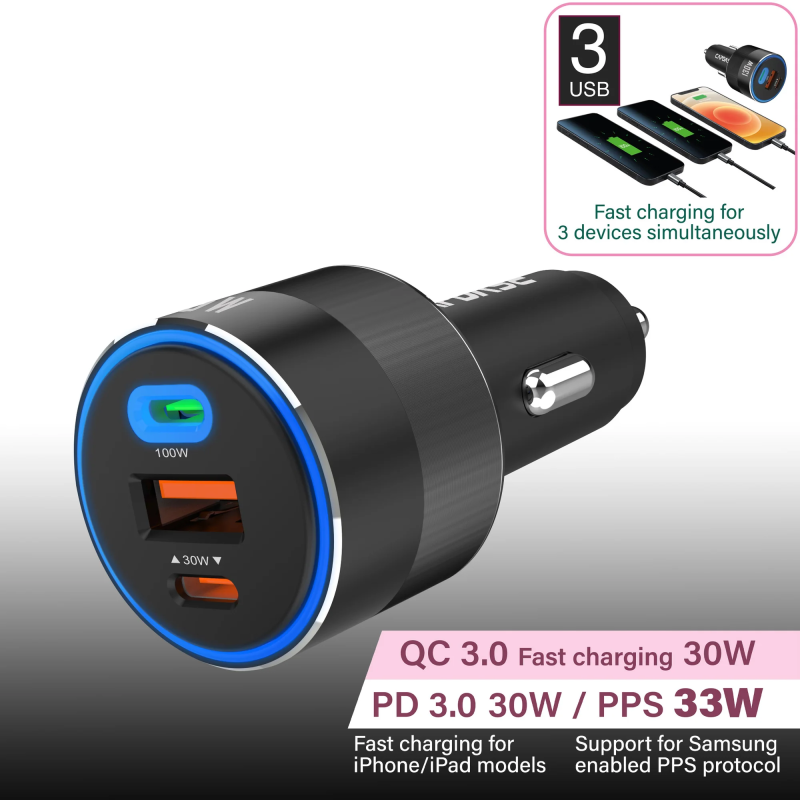 CAPDASE QC 3.0 / PD 3.0 快速充電車載充電器 – Rapider 3P130