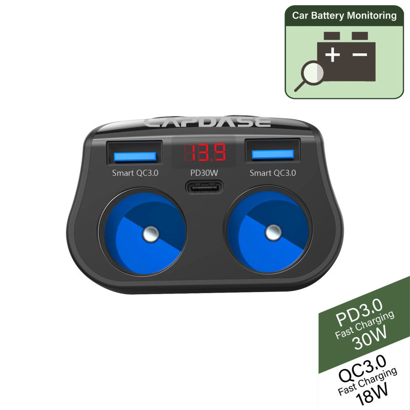 CAPDASE QC 3.0 USB/插座快速充電車載充電器 -PowerDrive B248M