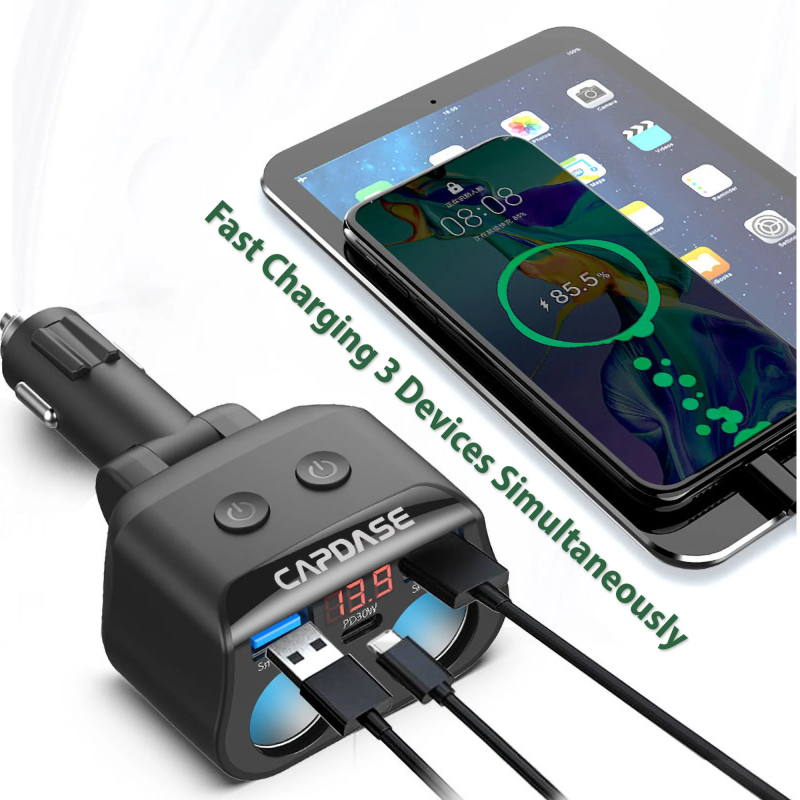 CAPDASE QC 3.0 USB/插座快速充電車載充電器 -PowerDrive B248M
