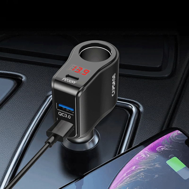CAPDASE 單插座/3-USB 快速充電車載充電器-PowerHub B2QP45