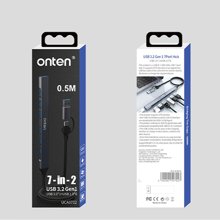 Onten 7 Ports USB Hub - Type-C / USB 2 in 1 集線器 OT-UCA9702