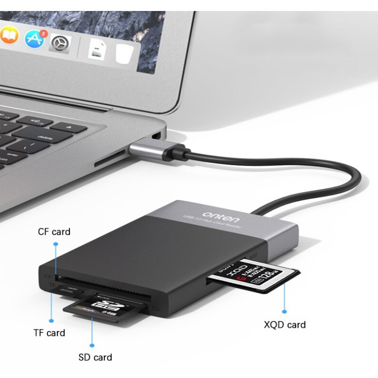 Onten 6 in 1 USB 3.0 Multi-Function Card Reader Hub XQD / CF / SD / TF / 2* USB3.0 OTN-5215B