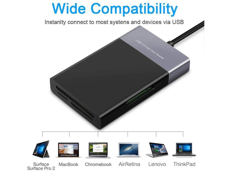 Onten 6 in 1 USB 3.0 Multi-Function Card Reader Hub XQD / CF / SD / TF / 2* USB3.0 OTN-5215B