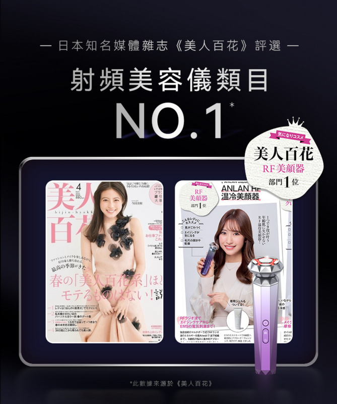 日本ANLAN - 晶鑽射頻美容儀 (紫色) ADRY14-10A｜射頻儀｜EMS微電流｜多功能美容儀｜導出儀｜LED光療機｜家用美容儀 【原裝行貨】【+送Kusa M