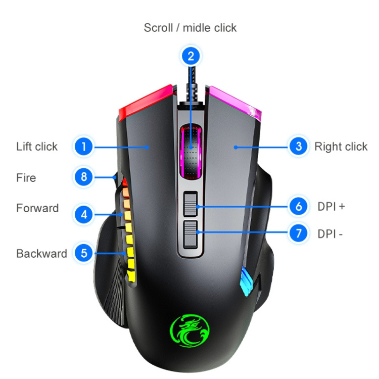 iMice Programmable RGB Gaming Mouse T70