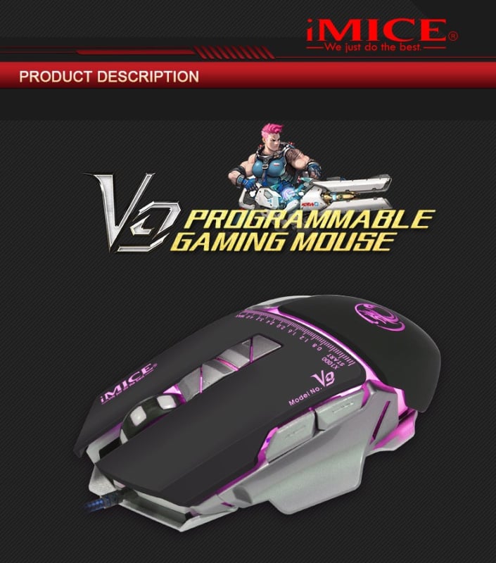 Imice Programmable RGB Gaming Mouse V9