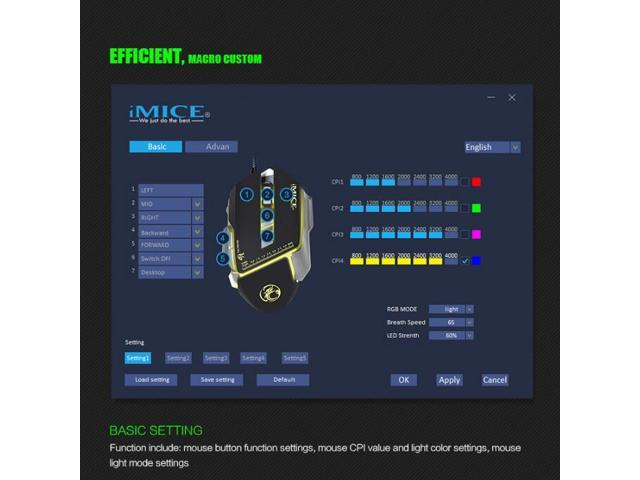 Imice Programmable RGB Gaming Mouse V9