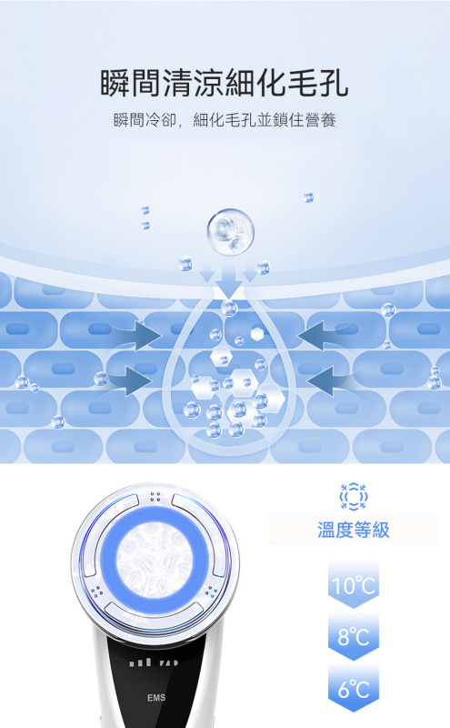 日本ANLAN - EMS彩光冷熱導入儀 (白色) ADRY15-001｜三色LED光療儀｜光療機｜離子導入導出機｜多功能美容儀【送Kusa納米補水器】