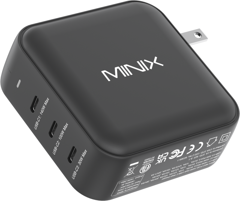 Minix Neo P140 140w GaN PD+USB Charger, 3 x USB Type-C USB-C 旅行插頭充電器