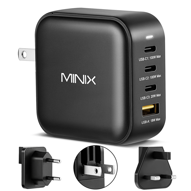 Minix Neo P3 100w PD3.0, Turbo 4-Port GaN PD+USB Charger 旅行插頭快速充電器