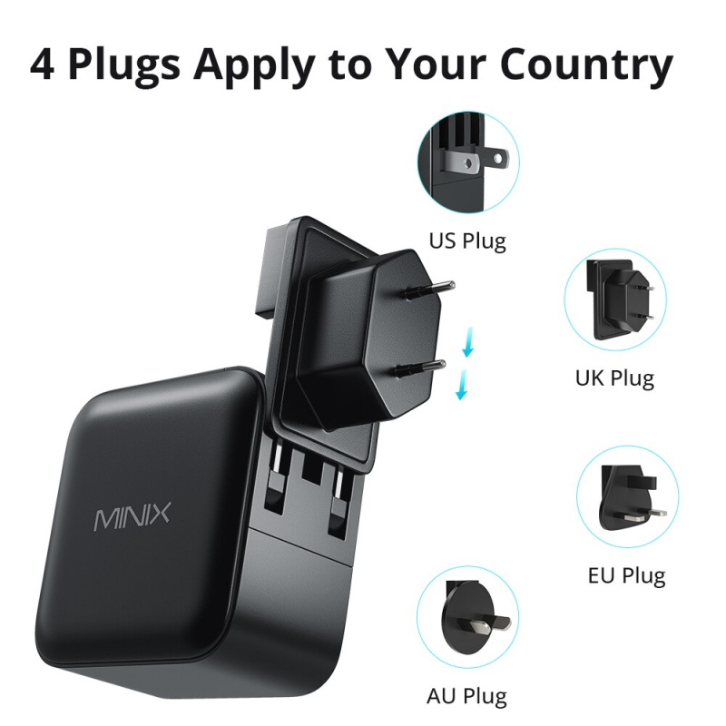 Minix NEO P1 66w Turbo 3 PORT, GaN USB & PD Charger 旅行插頭快速充電器