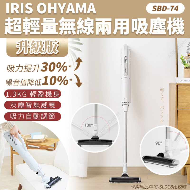 Iris Ohyama SBD-74 超輕量感應無線兩用吸塵機 (白色)