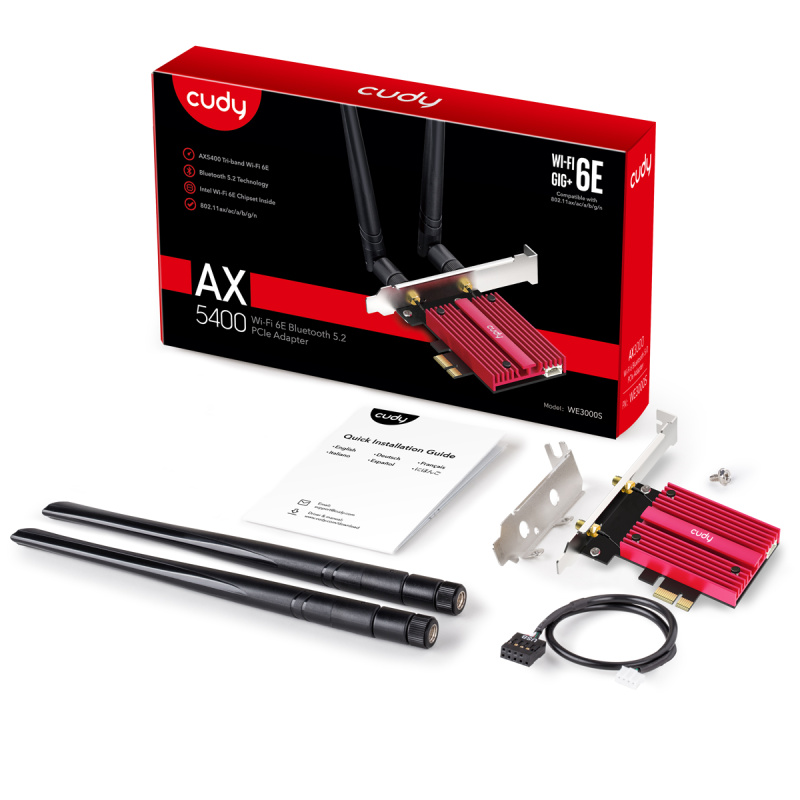 Cudy AX5400 Tri-Band Wi-Fi 6 PCIe Adapter ( WE3000S ) Cudy AX5400 Tri-Band Wi-Fi 6 PCIe Adapter ( WE3000S )