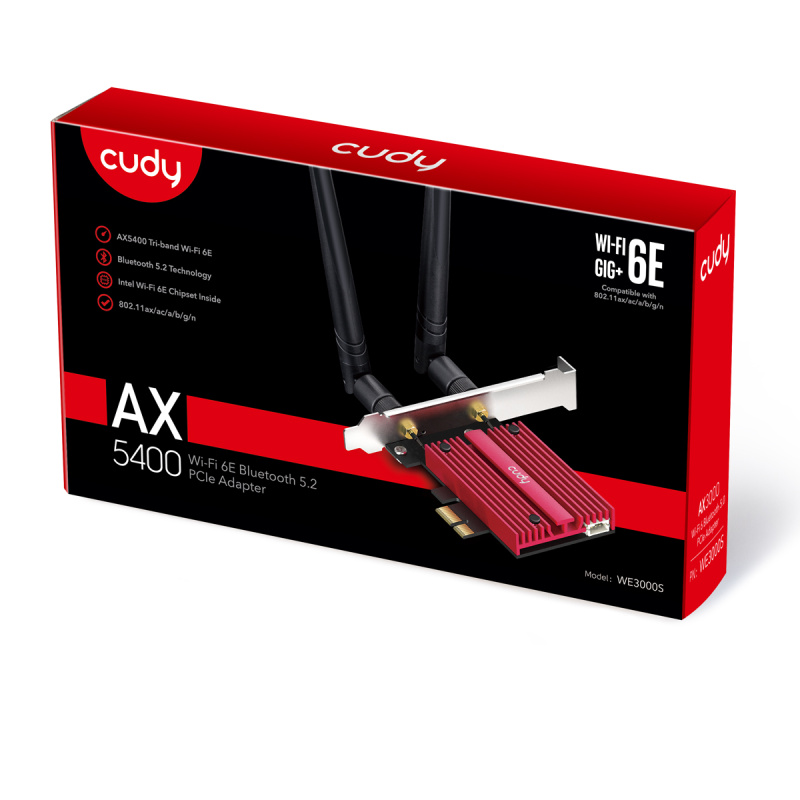 Cudy AX5400 Tri-Band Wi-Fi 6 PCIe Adapter ( WE3000S ) Cudy AX5400 Tri-Band Wi-Fi 6 PCIe Adapter ( WE3000S )