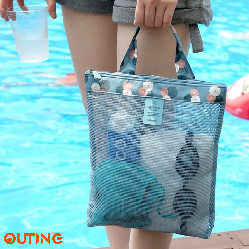 沙灘網狀手提袋 夏日休閒游泳戶外運動防水袋 多用途袋 旅行日用品手提包
