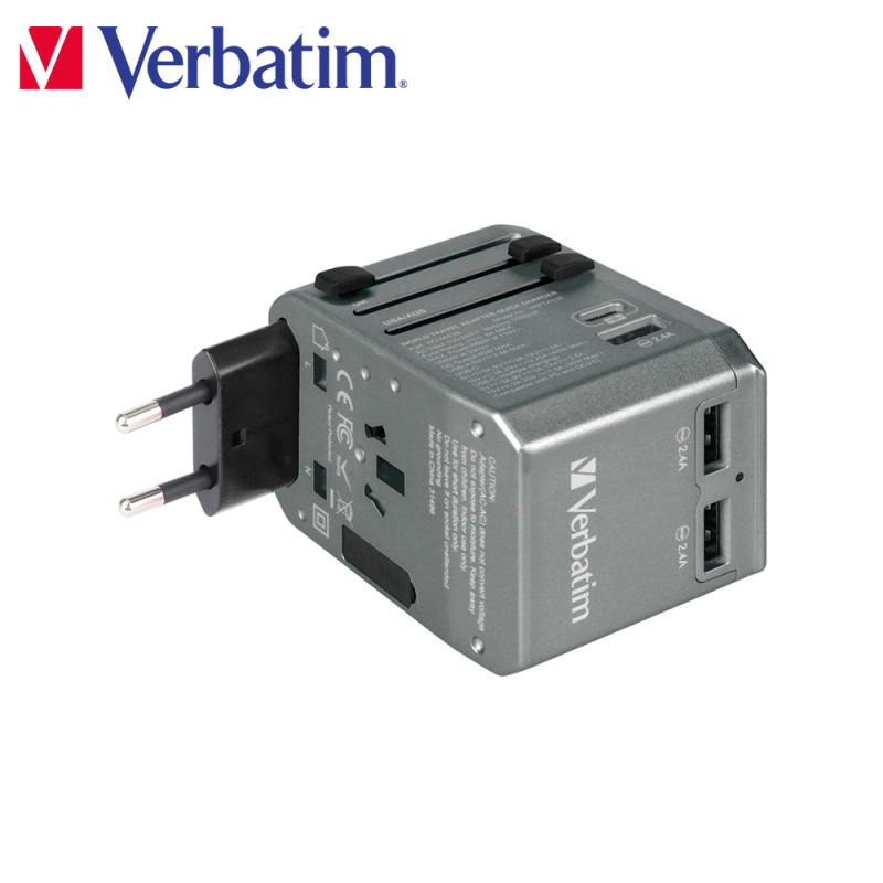 【原裝行貨 一年保養】Verbatim 4 端口 45W PD & QC 通用旅行適配器(#66433)