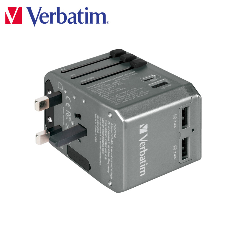 【原裝行貨 一年保養】Verbatim 4 端口 45W PD & QC 通用旅行適配器(#66433)