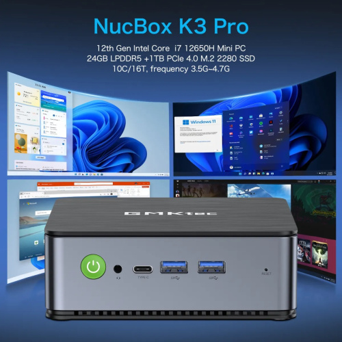 GMKtec NucBox K3 Pro 迷你電腦 (i7-12650H, 24GB+2TB SSD)