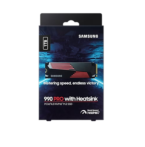 SAMSUNG 990 PRO PCIe 4.0 NVMe M.2 固態硬碟 1TB ( 含散熱片 ) (MZ-V9P1T0CW)