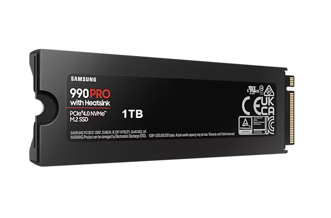 SAMSUNG 990 PRO PCIe 4.0 NVMe M.2 固態硬碟 1TB ( 含散熱片 ) (MZ-V9P1T0CW)