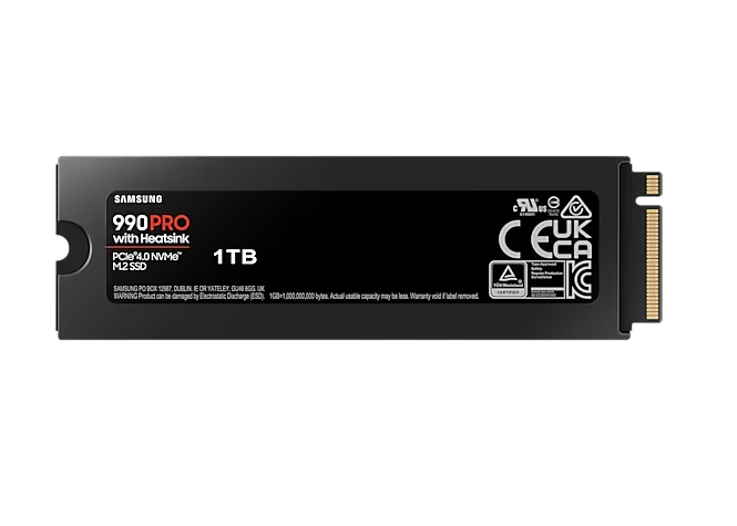 SAMSUNG 990 PRO PCIe 4.0 NVMe M.2 固態硬碟 1TB ( 含散熱片 ) (MZ-V9P1T0CW)