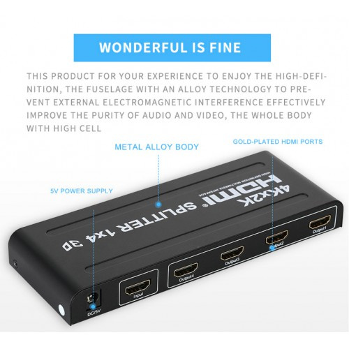 HDMI Splitter 1 to 4 with Power supply - ULTRA HD 超高清 4K x 2K