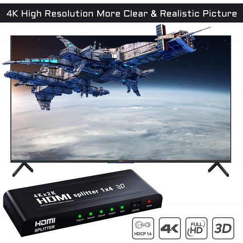 HDMI Splitter 1 to 4 with Power supply - ULTRA HD 超高清 4K x 2K