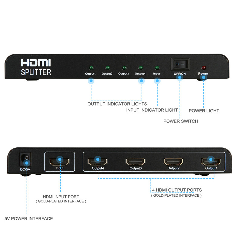 HDMI Splitter 1 to 4 with Power supply - ULTRA HD 超高清 4K x 2K