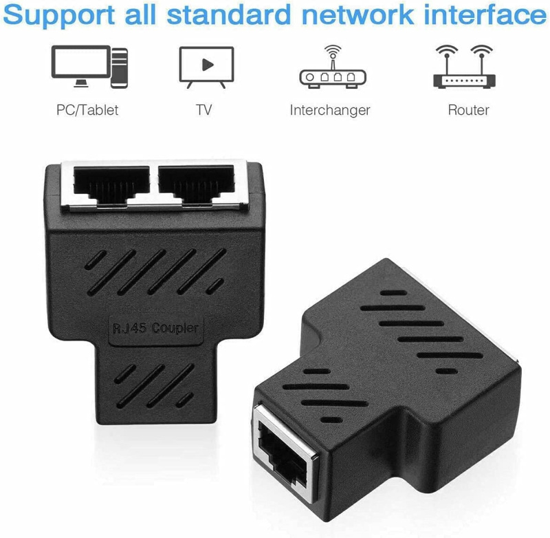 RJ45 Coupler Ethernet Extender Connector Splitter 1 to 2 網絡連接跳線分支器 網絡三通頭 網線1分2轉接頭